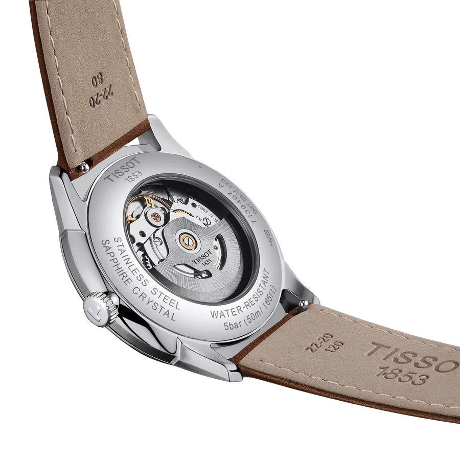 Tissot Chemin des Tourelles Automatic Powermatic 80 Blue Dial Brown Leather Strap Watch for Men - T139.407.16.041.00