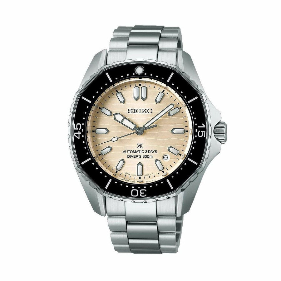 Seiko Prospex Polygonal Divers Automatic Pearl White Dial Silver Steel Strap Watch for Men - SPB481J1