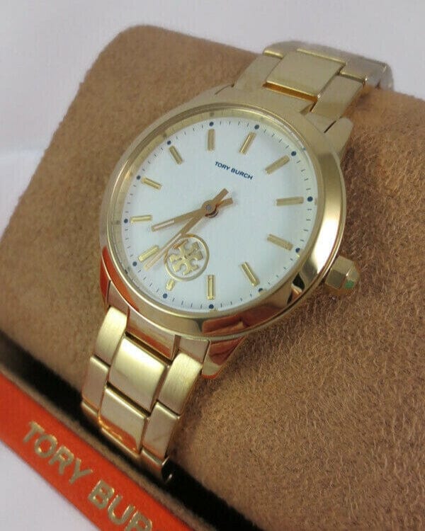 Tory Burch Collins White Dial Gold Steel Strap Watch for Women - TBW1300
