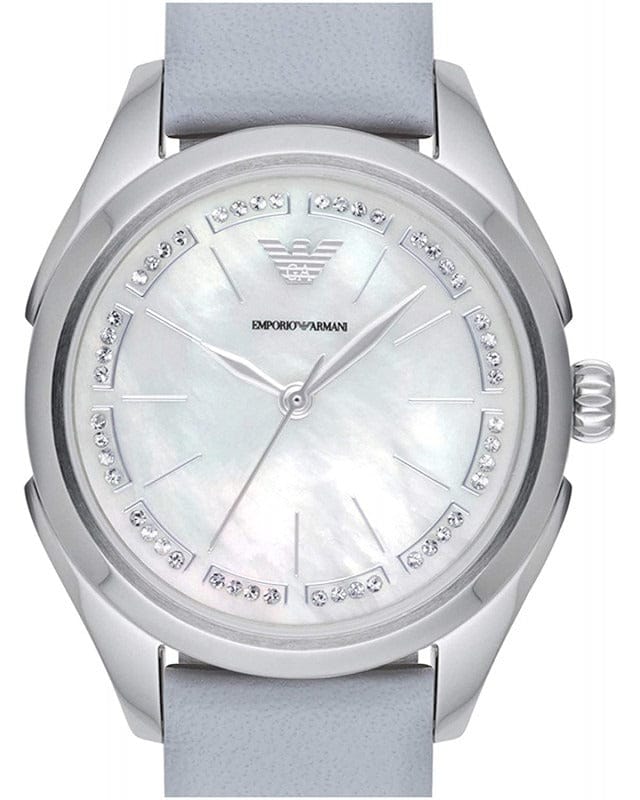 Emporio Armani Valeria Mother of Pearl Dial Blue Leather Strap Watch for Women - AR11032