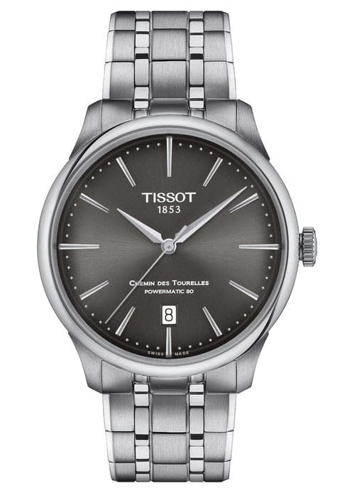 Tissot Chemin Des Tourelles Powermatic 80 Grey Dial Silver Steel Strap Watch for Men - T139.407.11.068.00