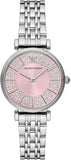 Emporio Armani Gianni T-Bar Pink Dial Silver Steel Strap Watch for Women - AR11686