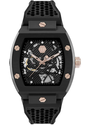Philipp Plein The $Keleton Black Dial Black Silicone Strap Watch for Men - PWVBA0523