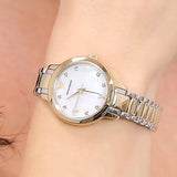Emporio Armani Cleo Three Hand Mother of Pearl Dial Two Tone Steel Strap Watch for Women - AR11513