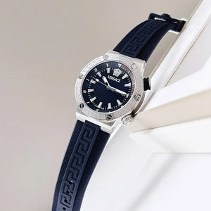 Versace Greca Diver Quartz Blue Dial Blue Rubber Strap Watch for Men - VE8G00124