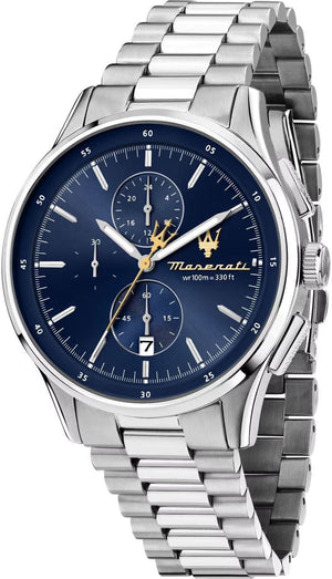 Maserati Sorpasso Chronograph Blue Dial Silver Steel Strap Watch for Men - R8873624004