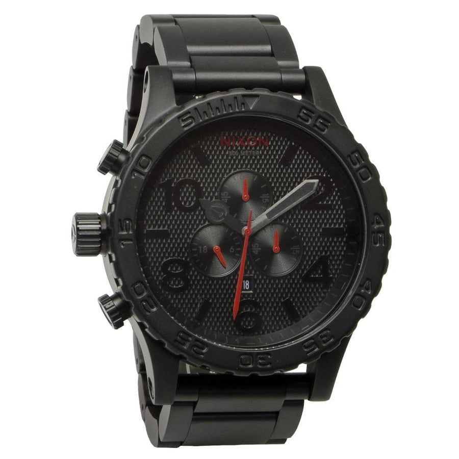 Nixon 51-30 Chronograph Black Dial Black Steel Strap Watch for Men - A083-2298
