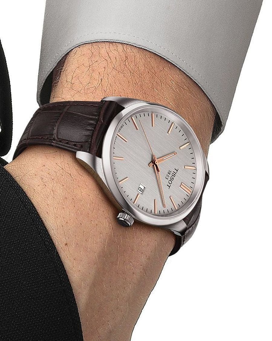 Tissot PR 100 Quartz Silver Dial Black Leather Strap Watch for Men - T150.410.16.031.00