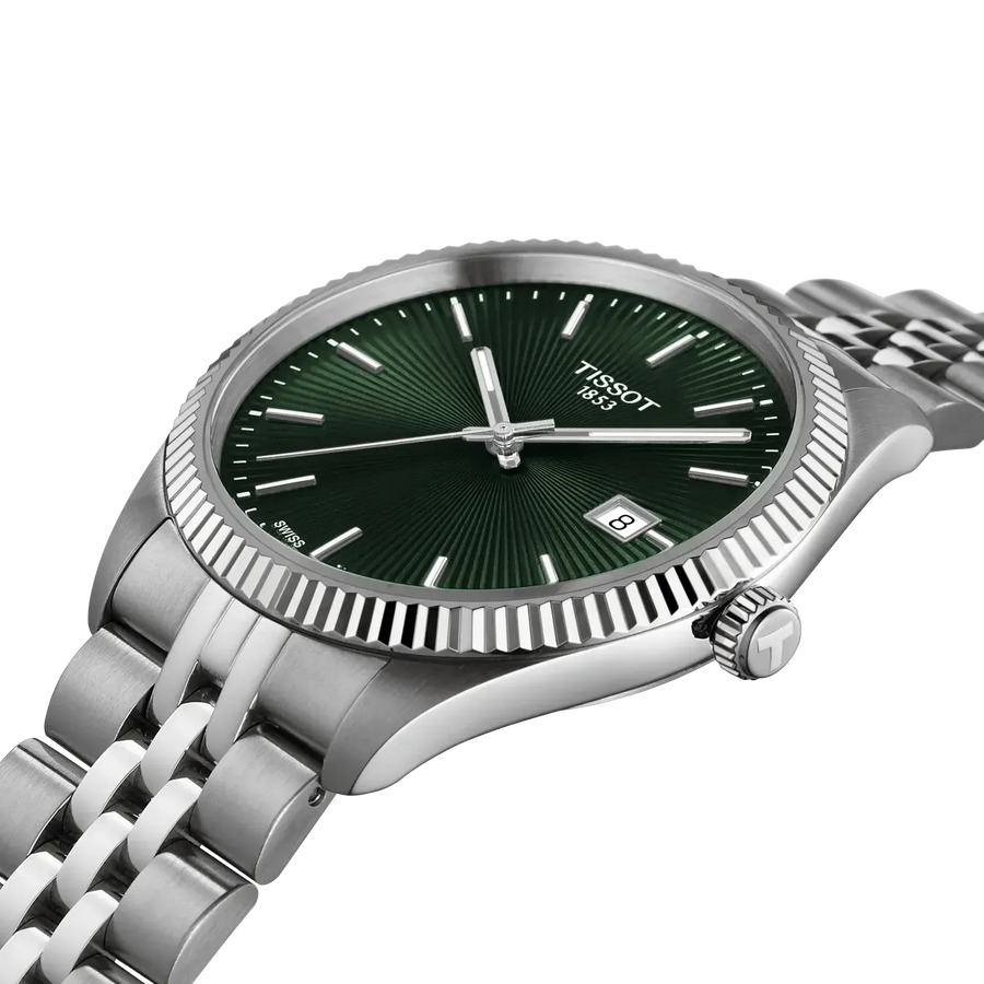 Tissot Ballade Quartz Green Dial Silver Steel Strap Watch for Men - T156.410.11.091.00