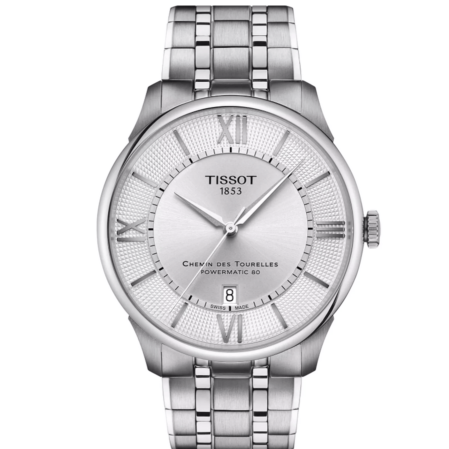 Tissot Chemin Des Tourelles Powermatic 80 Silver Dial Silver Steel Strap Watch for Men - T139.407.11.038.00