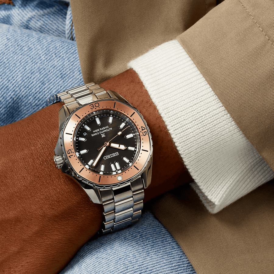 Seiko Prospex Polygonal Sea Diver Automatic Black Dial Silver Steel Strap Watch for Men - SPB485J1