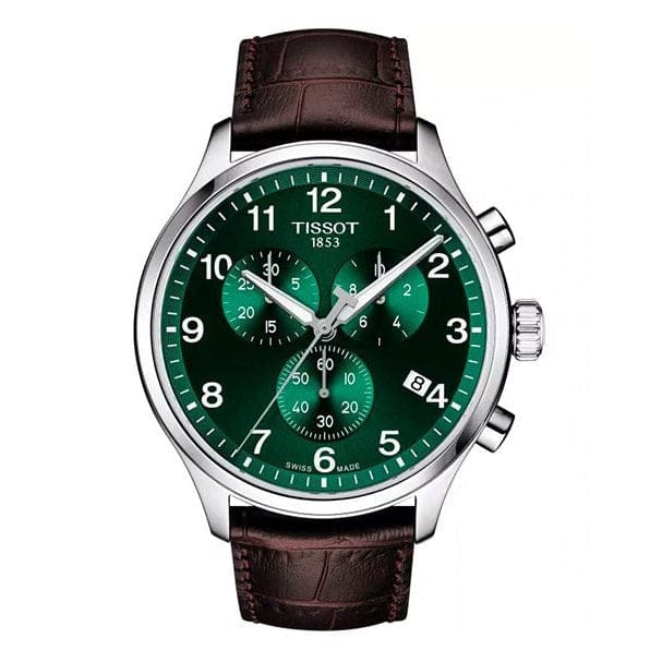 Tissot Chrono XL Classic Green Dial Brown Leather Strap Watch for Men - T116.617.16.092.00