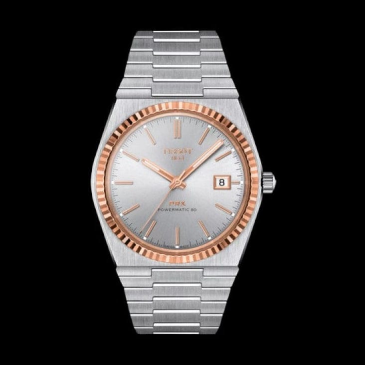 Tissot PRX Powermatic 80 18K Silver Dial Silver Steel Strap Watch for Men - T931.407.41.031.00