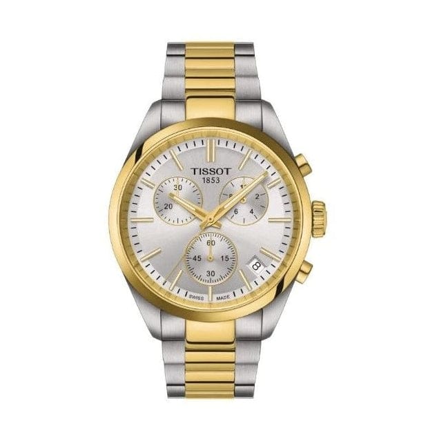 Tissot PR 100 Chronograph Silver Dial Two Tone Steel Strap Watch for Men - T150.417.22.031.00
