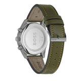 Hugo Boss Skytraveller Chronograph Black Dial Green Leather Strap Watch for Men - 1514148