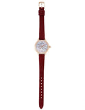 Emporio Armani Mia Mother of Pearl Dial Red Leather Strap Watch for Women - AR11646