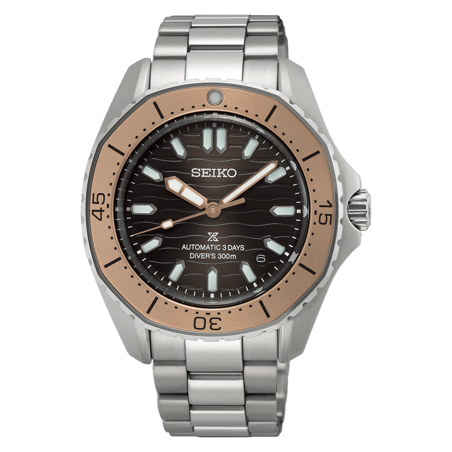 Seiko Prospex Polygonal Sea Diver Automatic Black Dial Silver Steel Strap Watch for Men - SPB485J1