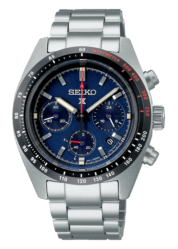 Seiko Prospex Speedtimer Solar Chronograph Blue Dial Silver Steel Strap Watch for Men - SSC815