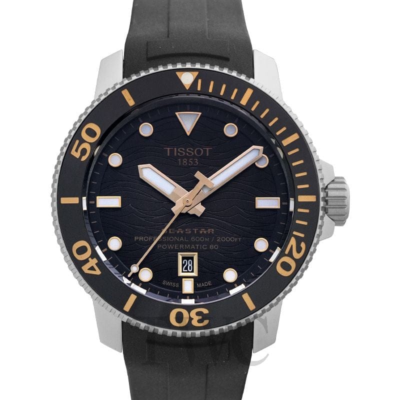 Tissot Seastar 2000 Professional Powermatic 80 Black Dial Black Rubber Strap Watch for Men - T120.607.17.441.01