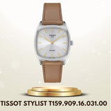 Tissot Stylist Quartz Silver Dial Brown Leather Strap Watch for Women - T159.909.16.031.00