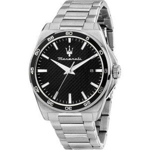 Maserati Velocità Date Black Dial Silver Steel Strap Watch for Men - R8853152002