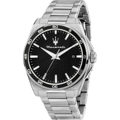 Maserati Velocità Date Black Dial Silver Steel Strap Watch for Men - R8853152002