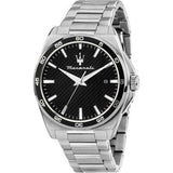 Maserati Velocità Date Black Dial Silver Steel Strap Watch for Men - R8853152002