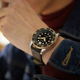 Citizen Mechanical Automatic Black Dial Black Leather Strap Watch for Men - NJ0176-10E