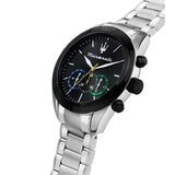 Maserati Traguardo Chronograph Black Dial Silver Steel Strap Watch for Men - R8873612061