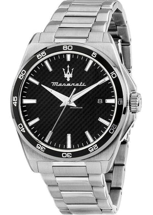 Maserati Velocità Date Black Dial Silver Steel Strap Watch for Men - R8853152002