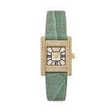 Emporio Armani Classic White Dial Green Leather Strap Watch for Women - AR11661