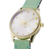 Gucci G Timeless Silver Dial Green Leather Strap Watch for Women - YA1265040