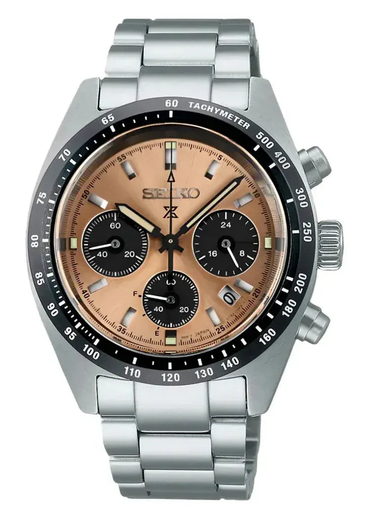 Seiko Solar Prospex Diver Speedtimer Chronograph Limited Edition Brown Dial Silver Steel Strap Watch for Men - SSC951