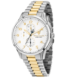 Maserati Sorpasso Chronograph White Dial Two Tone Steel Strap Watch for Men - R8873624003