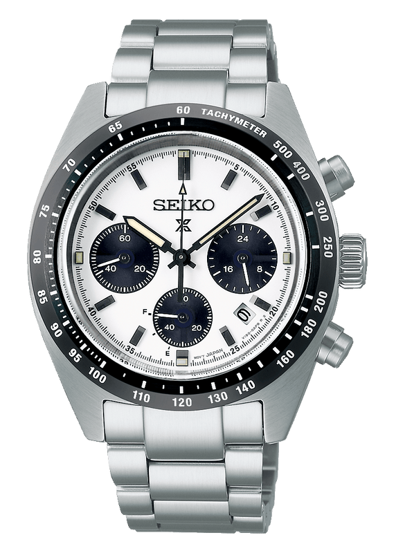 Seiko Prospex Speedtimer Solar Chronograph White Dial Silver Steel Strap Watch for Men - SSC813