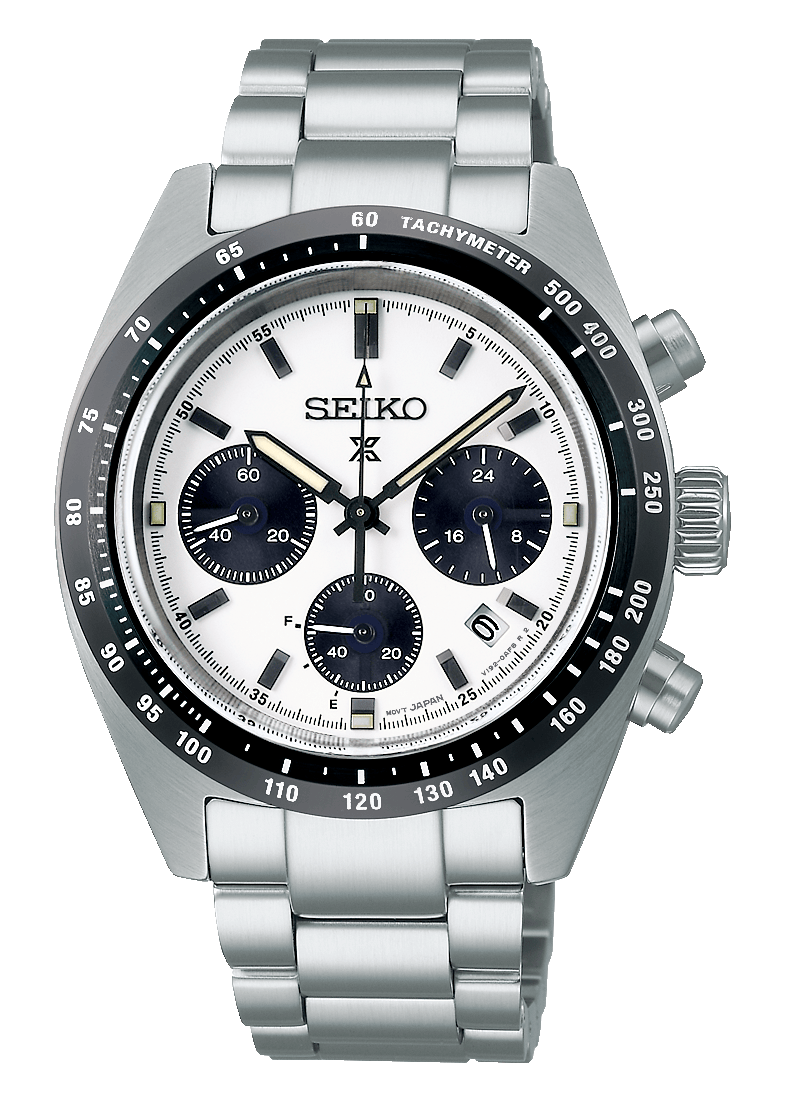 Seiko Prospex Speedtimer Solar Chronograph White Dial Silver Steel Strap Watch for Men - SSC813