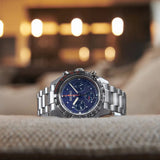 Seiko Prospex Speedtimer Solar Chronograph Blue Dial Silver Steel Strap Watch for Men - SSC815