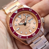 Seiko 5 Sports 55th Anniversary Limited Edition Rose Gold Dial Rose Gold Steel Strap Watch for Men - SRPK08K1