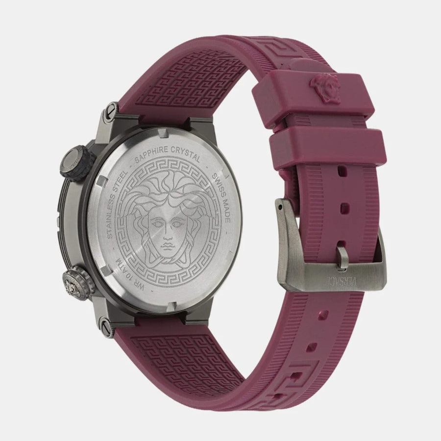 Versace Greca Logo Diver Quartz Black Dial Purple Rubber Strap Watch for Men - VE8G00224