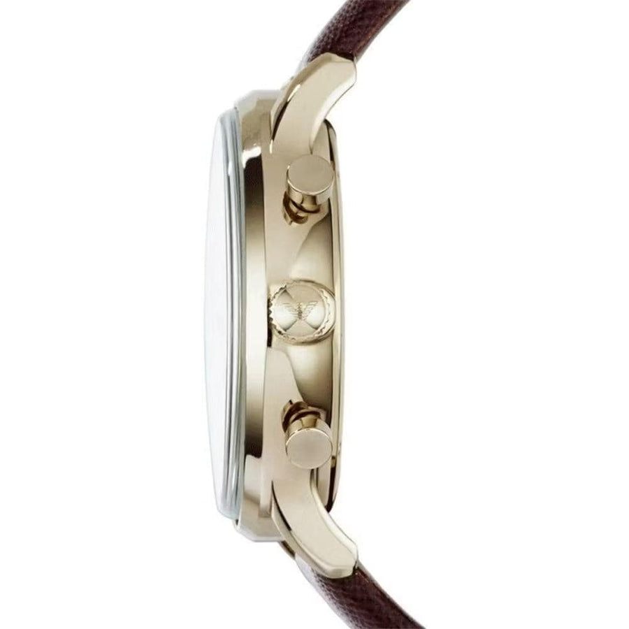 Emporio Armani Retro Chronograph Brown Dial Brown Leather Strap Watch for Men - AR1755