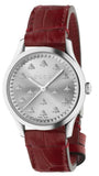 Gucci G Timeless Quartz Silver Dial Maroon Leather Strap Watch for Women - YA1265057