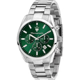 Maserati Attrazione Chronograph Green Dial Silver Steel Strap Watch for Men - R8853151011