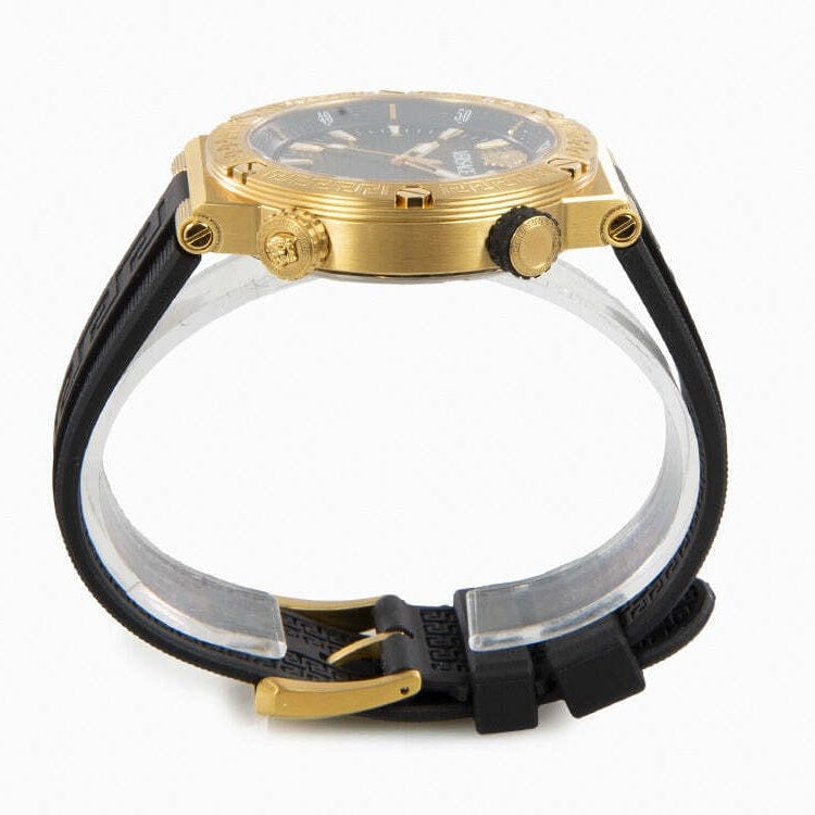 Versace Greca Logo Diver Quartz Black Dial Black Rubber Strap Watch for Men - VE8G00324