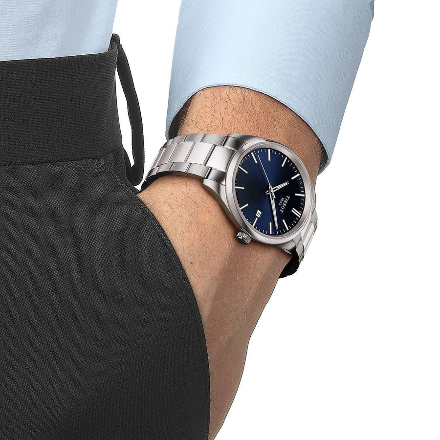 Tissot PR 100 Blue Dial Silver Steel Strap Watch for Men - T150.410.11.041.00
