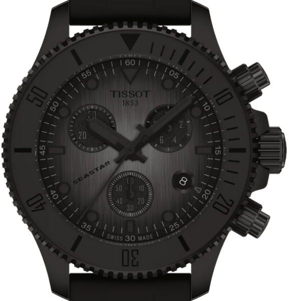 Tissot Seastar 1000 Chronograph Black Dial Black Rubber Strap Watch for Men - T120.217.37.061.00
