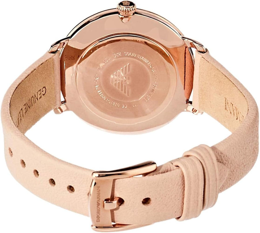 Emporio Armani Modern Silver Dial Pink Leather Strap Watch for Women - AR11160