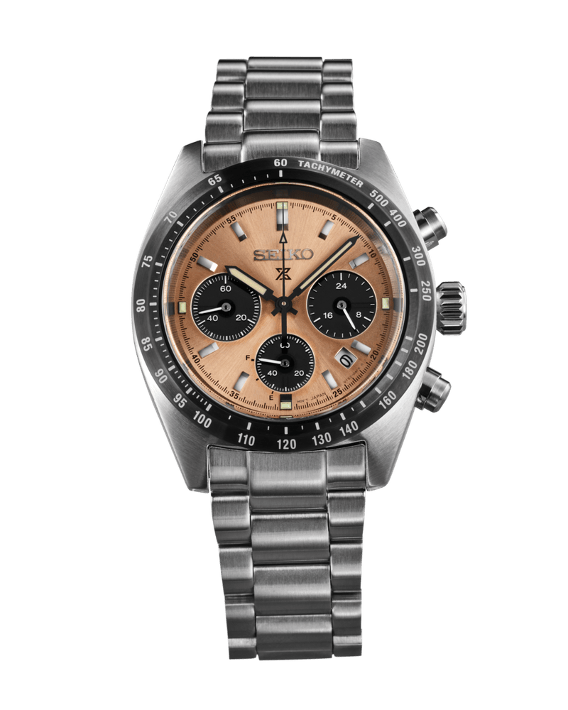 Seiko Solar Prospex Diver Speedtimer Chronograph Limited Edition Brown Dial Silver Steel Strap Watch for Men - SSC951