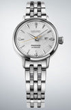 Seiko Presage Cocktail Time Automatic Diamonds White Dial Silver Steel Strap Watch for Women - SRE017J1