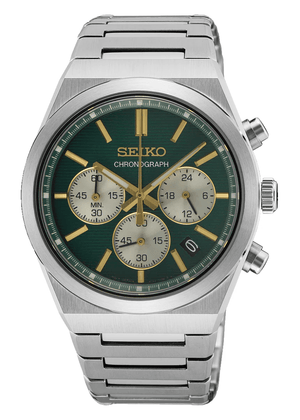 Seiko Sport Conceptual Chronograph Green Dial Silver Steel Strap Watch for Men - SSB461P1