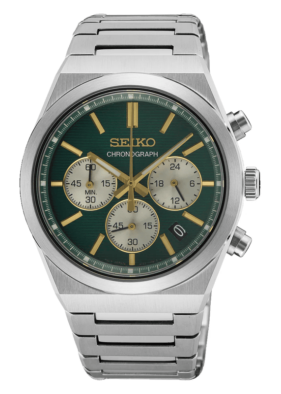 Seiko Sport Conceptual Chronograph Green Dial Silver Steel Strap Watch for Men - SSB461P1